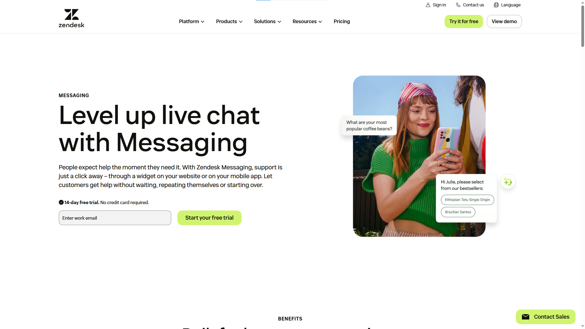 Zendesk livechat software