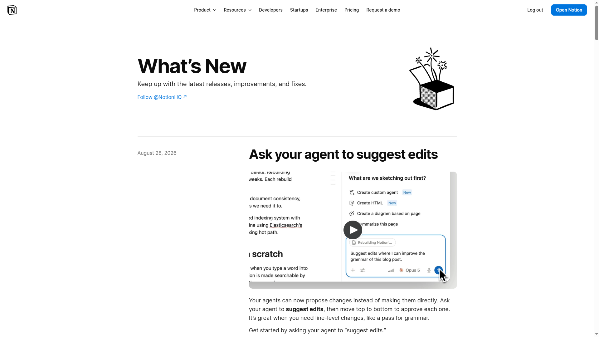 Notion changelog examples