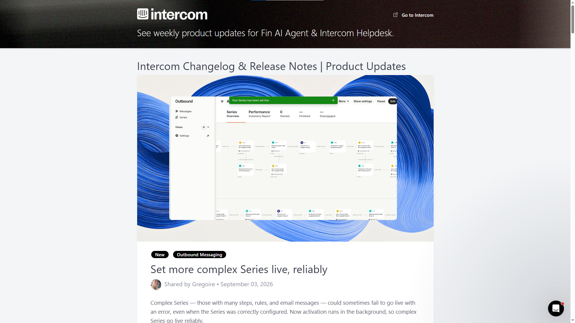 Intercom changelog examples