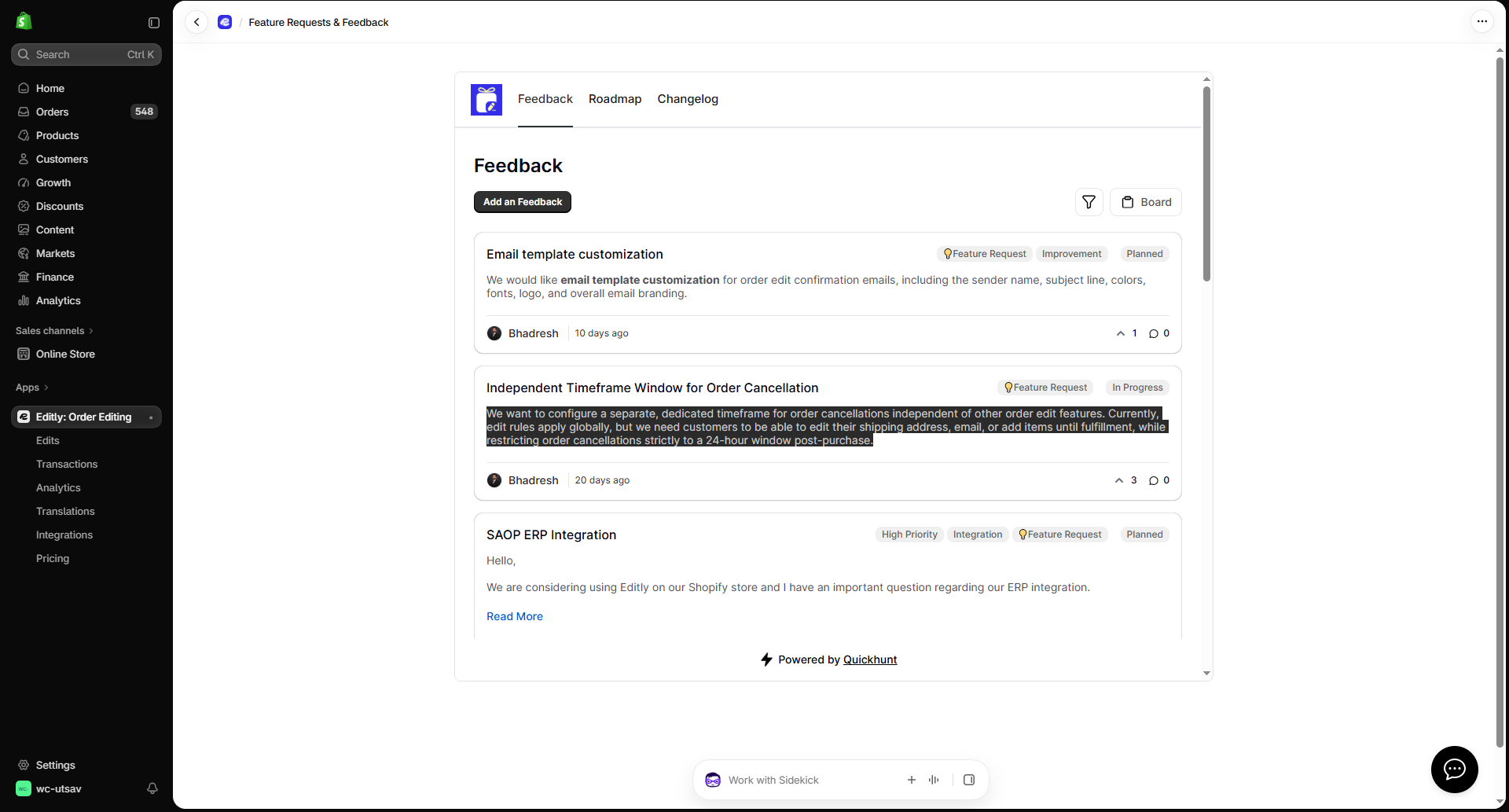 Connecting Feedback With the Roadmap