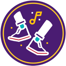 A pair of shoes with a musical note on top of them.