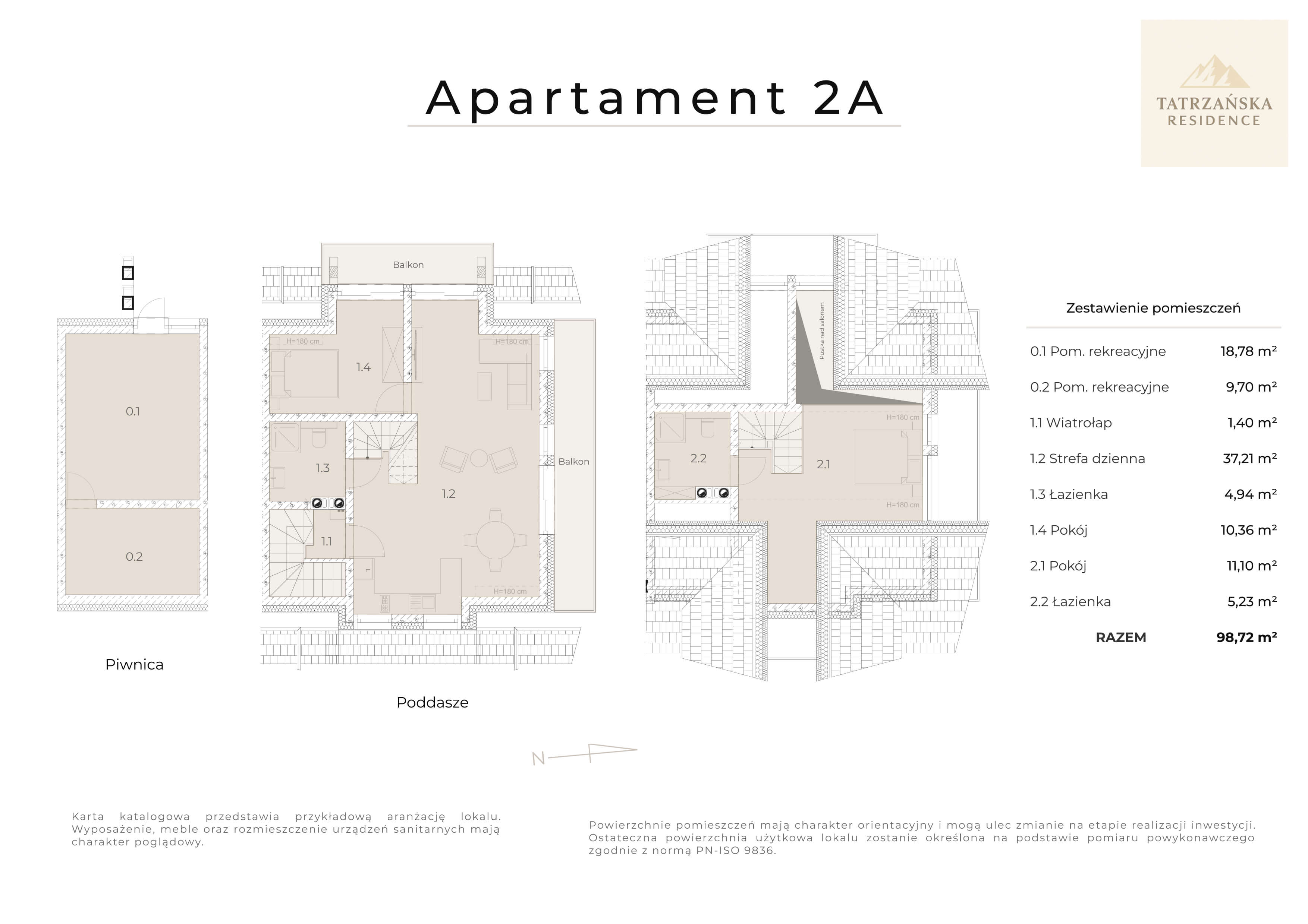 Rzut mieszkania Apartament 2A – karta apartamentu Tatrzańska Residence Bukowina Tatrzańska