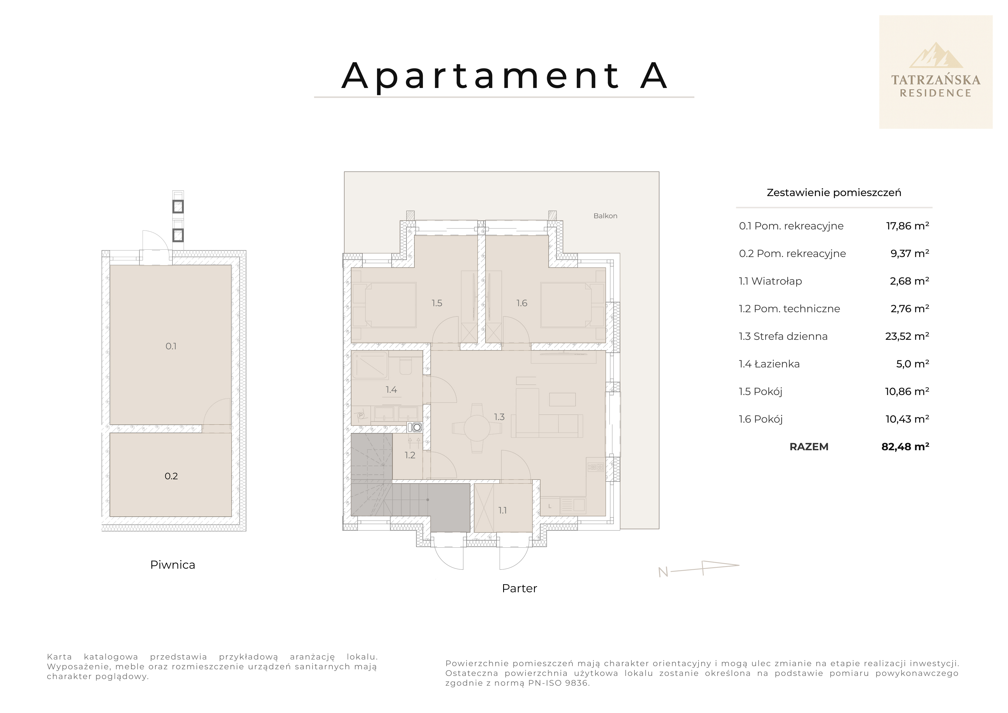 Rzut mieszkania Apartament 2B – karta apartamentu Tatrzańska Residence Bukowina Tatrzańska