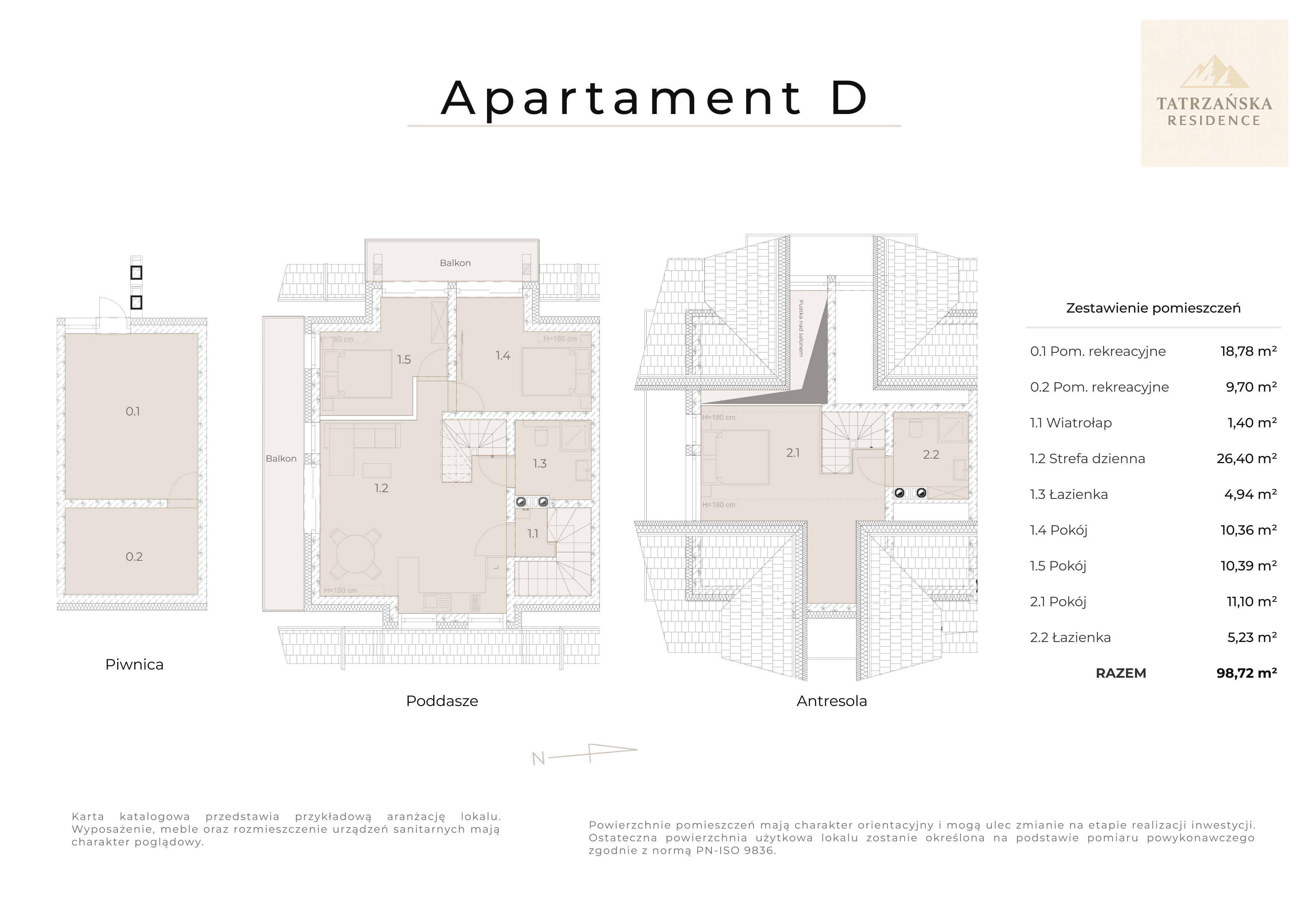 Rzut mieszkania Apartament 1B – karta apartamentu Tatrzańska Residence Bukowina Tatrzańska