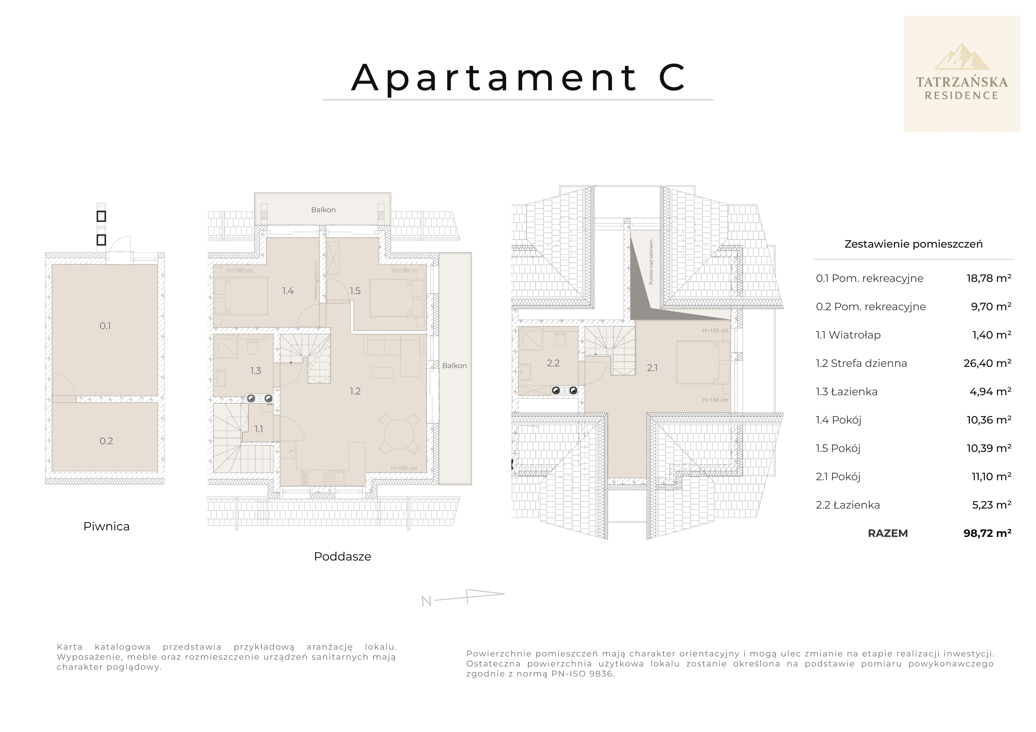 Rzut mieszkania Apartament 2A – karta apartamentu Tatrzańska Residence Bukowina Tatrzańska