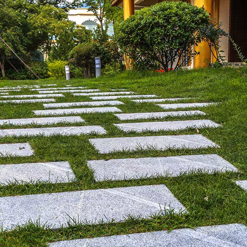 concrete trail paving in a garden