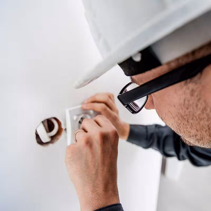 contractor fixing electrical socket