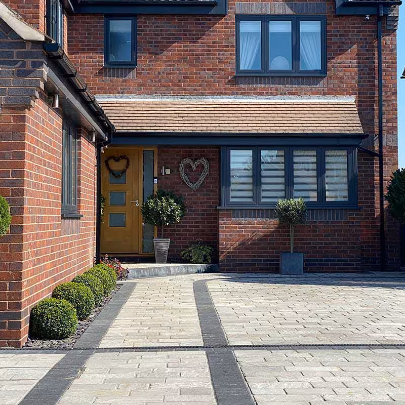 modern house with bespoke pavement