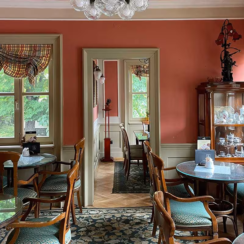 cottage redecorated and painted with orange walls