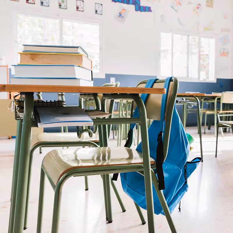 pupil desk in a school