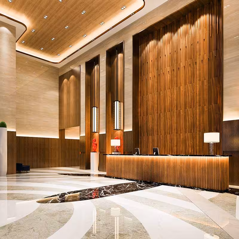 large modern hotel lobby area