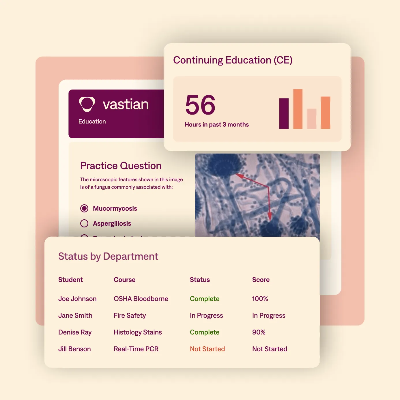 An example of Vastian's Education dashboard