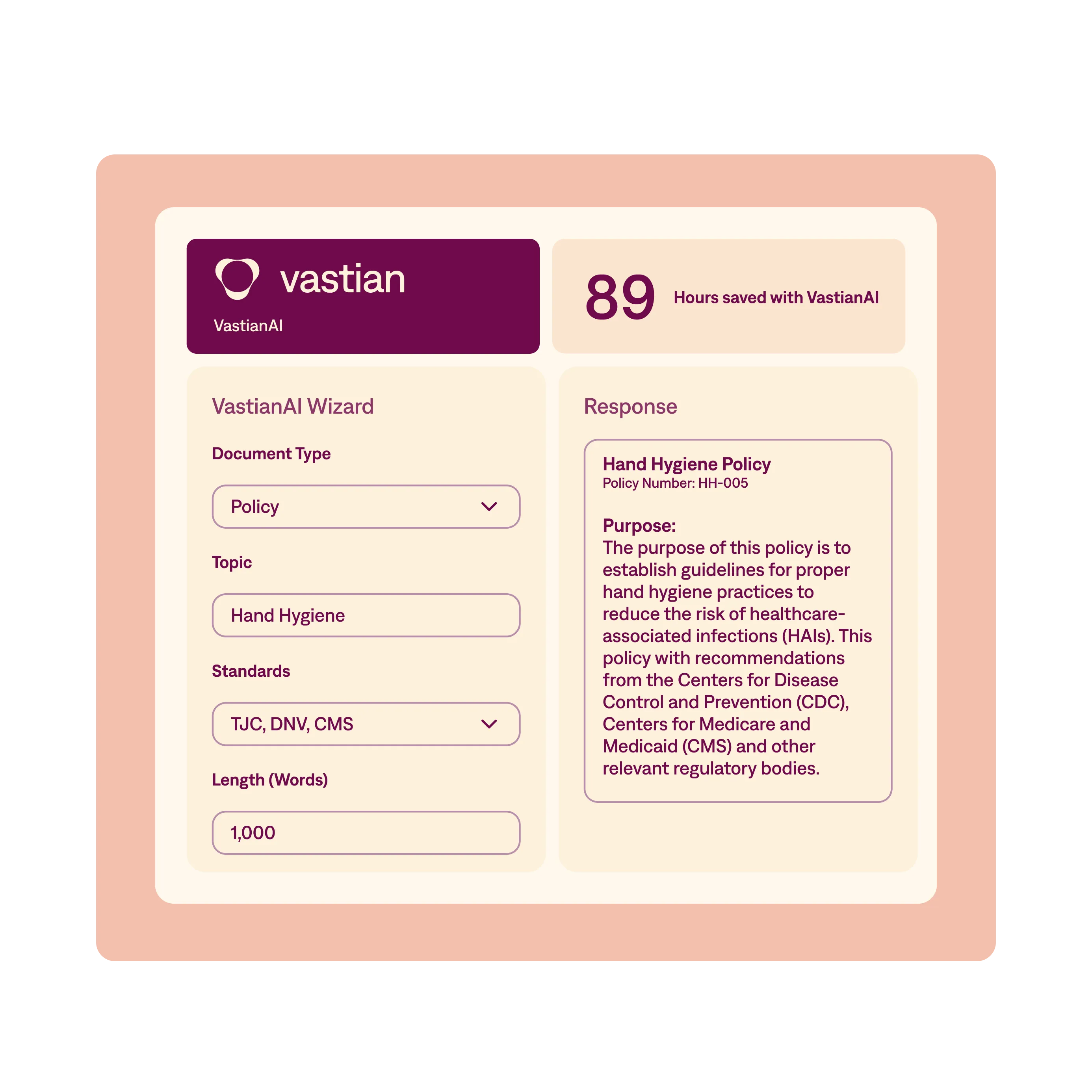 An example of Vastian's AI software