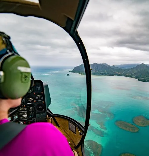 Helicopter Pilot View of Ocean
