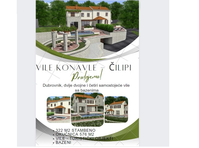 Vile Čilipi/Konavle, u ROH-BAU 322 m2, investicijski projekt