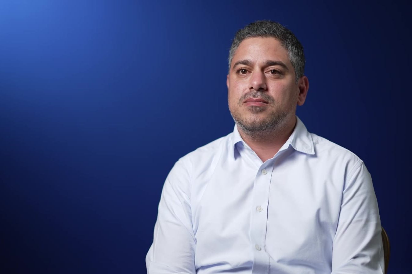 Frame from an interview filmed in Doha, Qatar