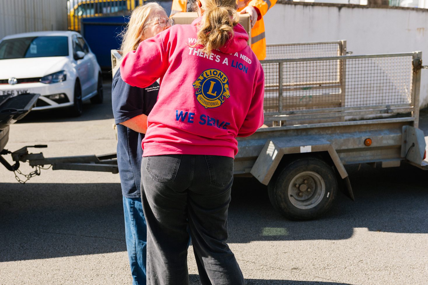 Volunteers loading a club trailer during the Cornwall filming day