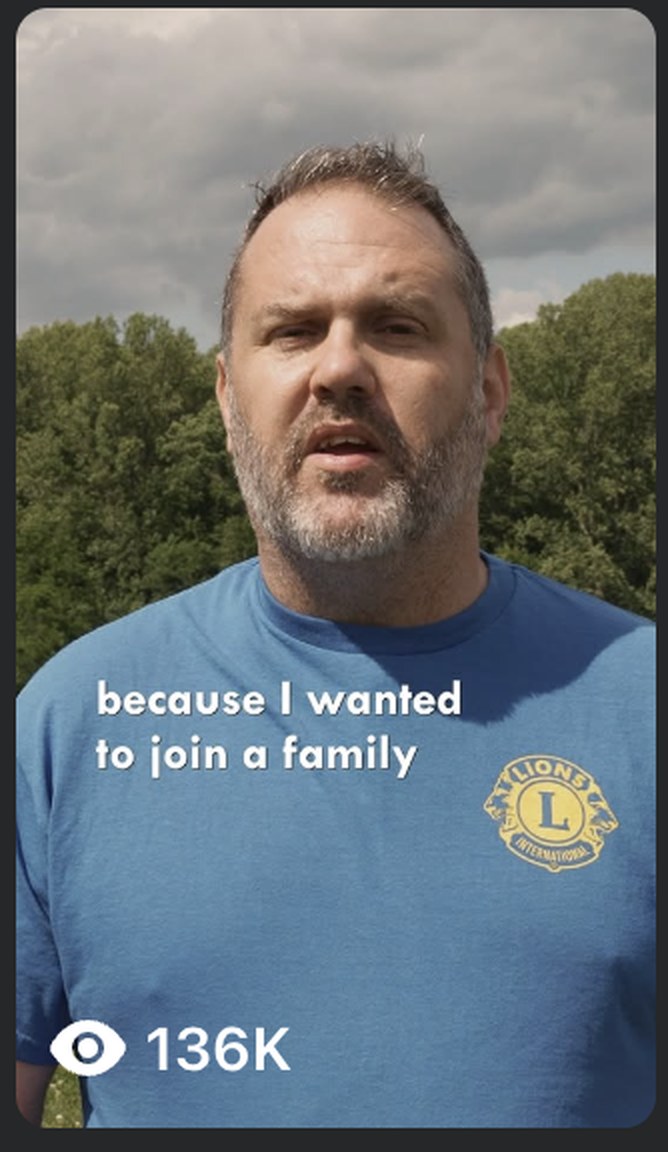 Lions Clubs member story video with 136 thousand views