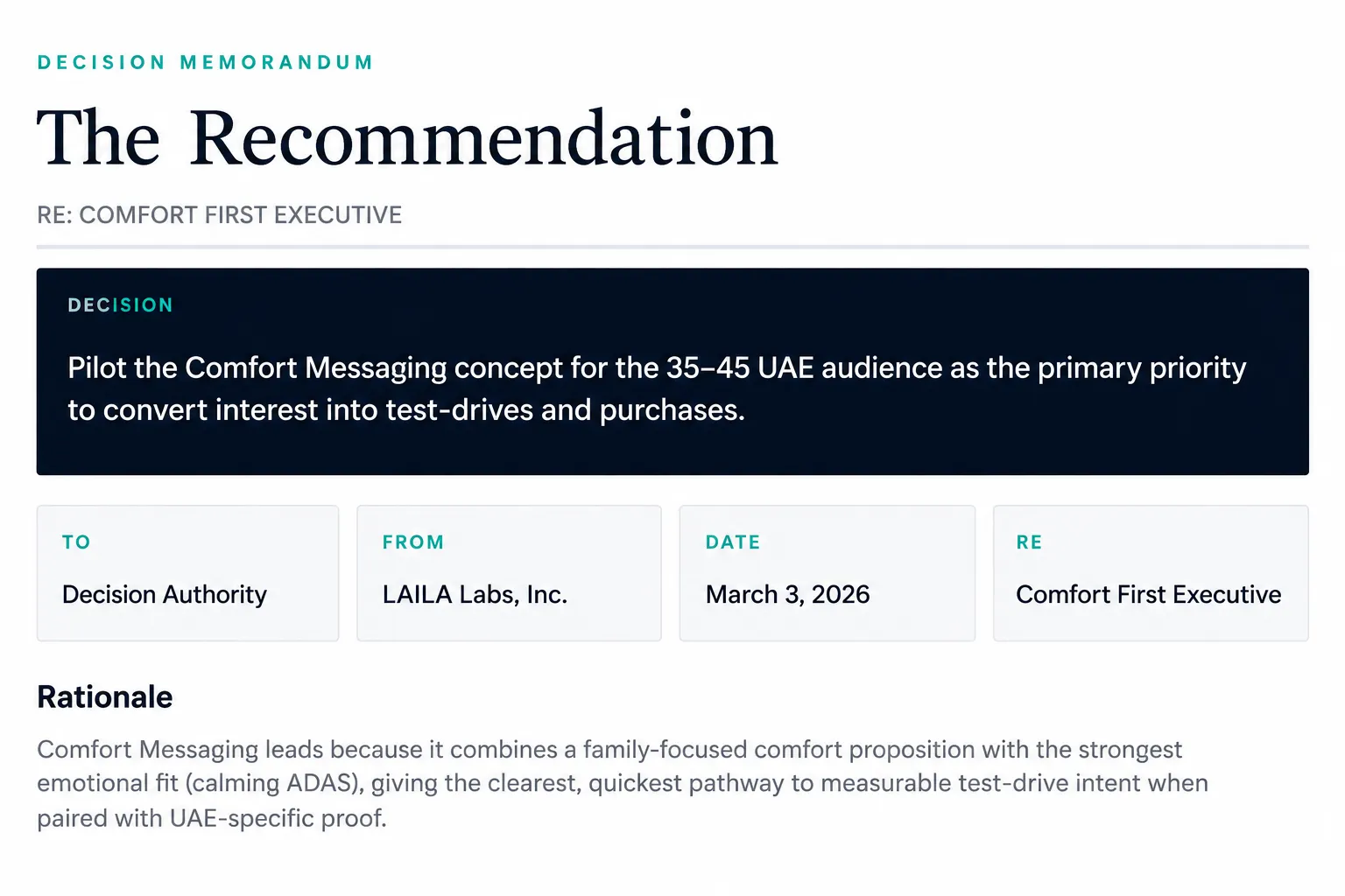 Recommendation report sample for LAILA 
