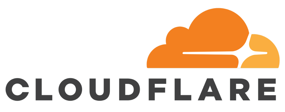 Cloudflare company logo with orange cloud and black text.