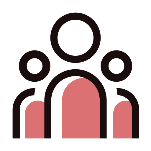 Icon of three abstract human figures representing a group or community.
