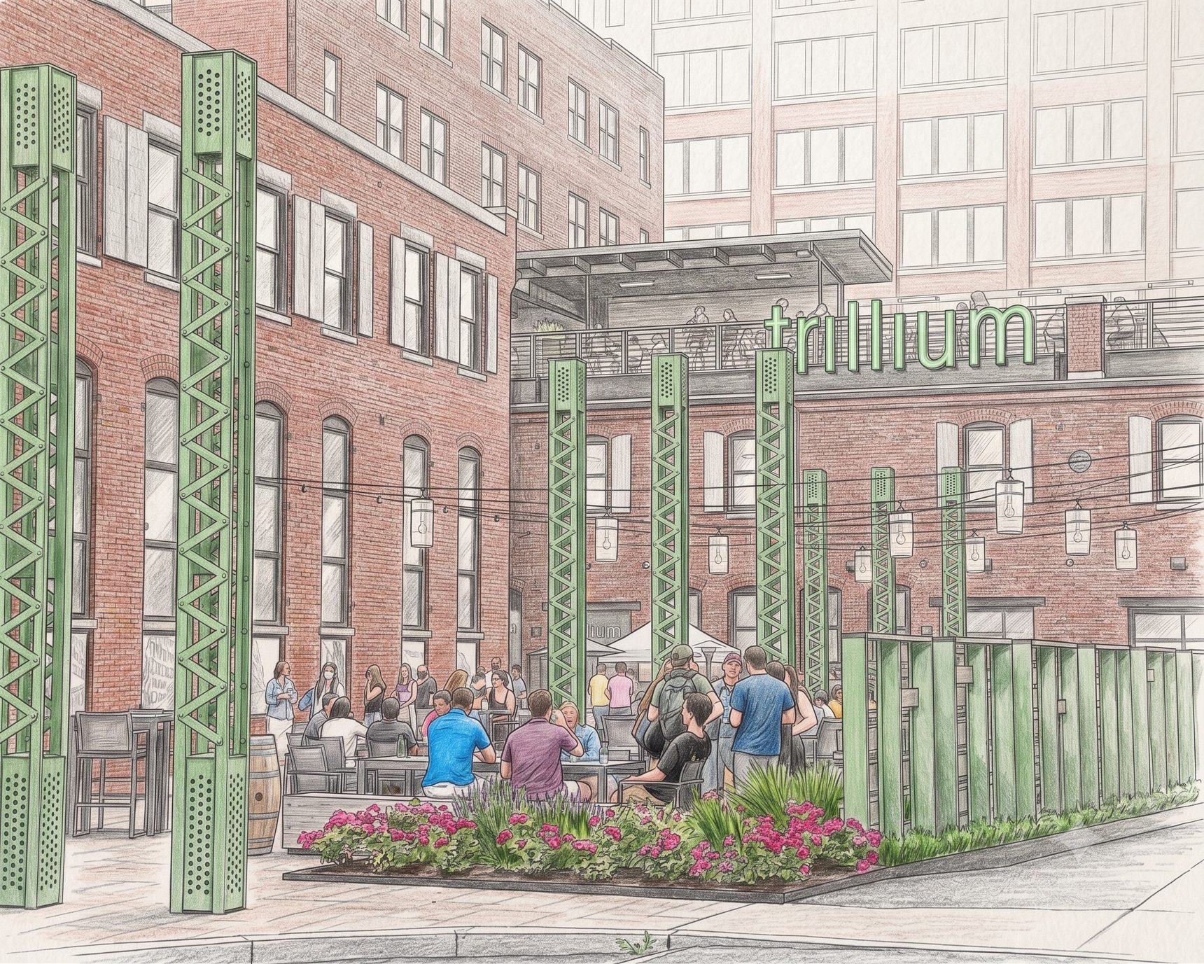The Trillium Brewery beer garden in the Seaport, venue of the Unbound Gala