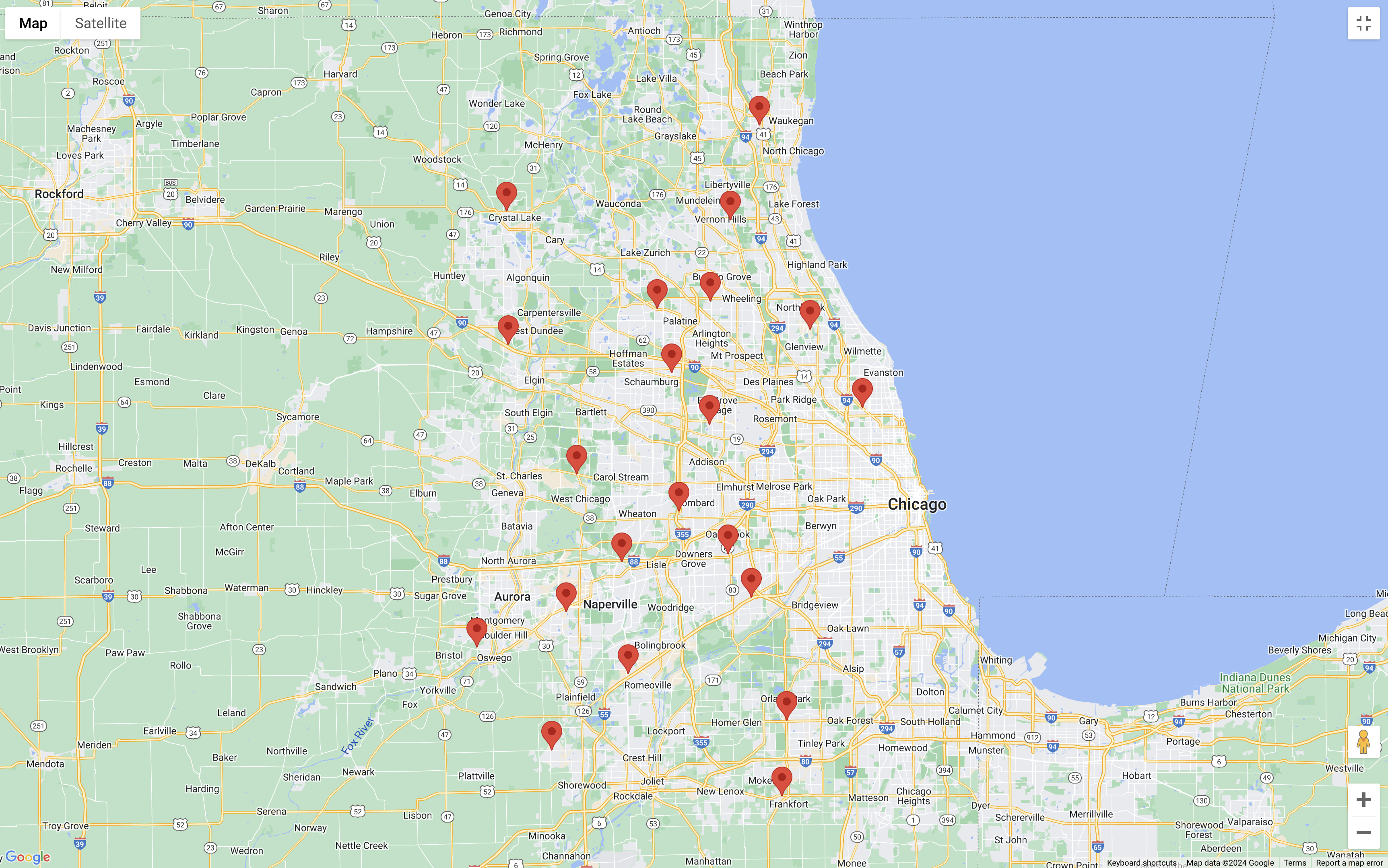 Map of action behavior cetners aba therapy for kids with autism in chicago