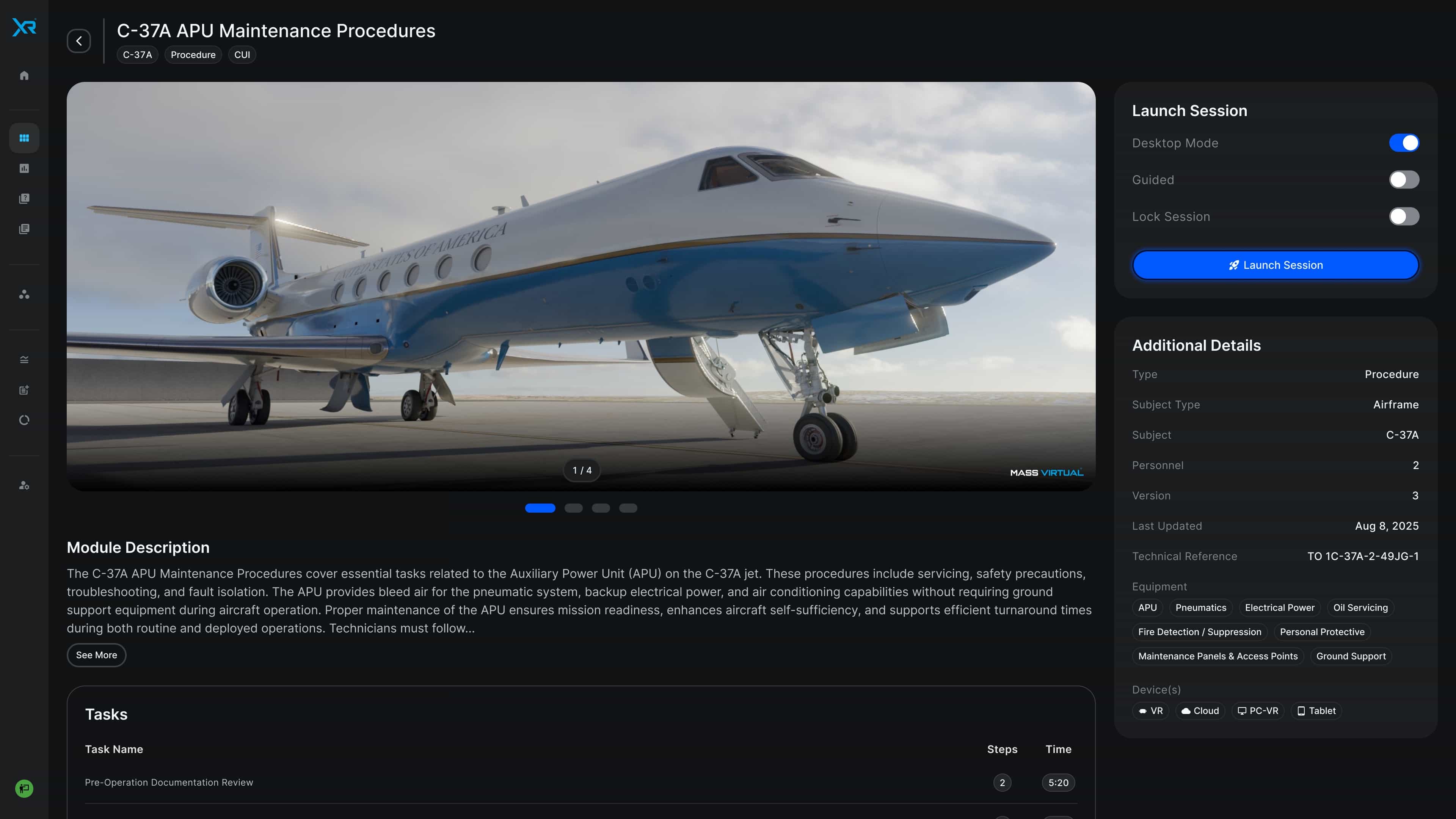 uLCMS Module Details screen showing a passenger jet.