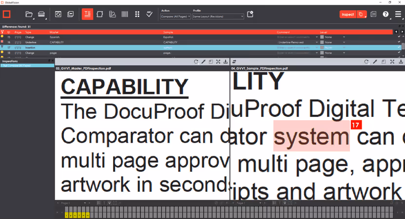 GlobalVision Text Inspection Comparing two documents