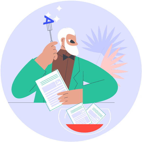 Illustration of a person working on proofreading