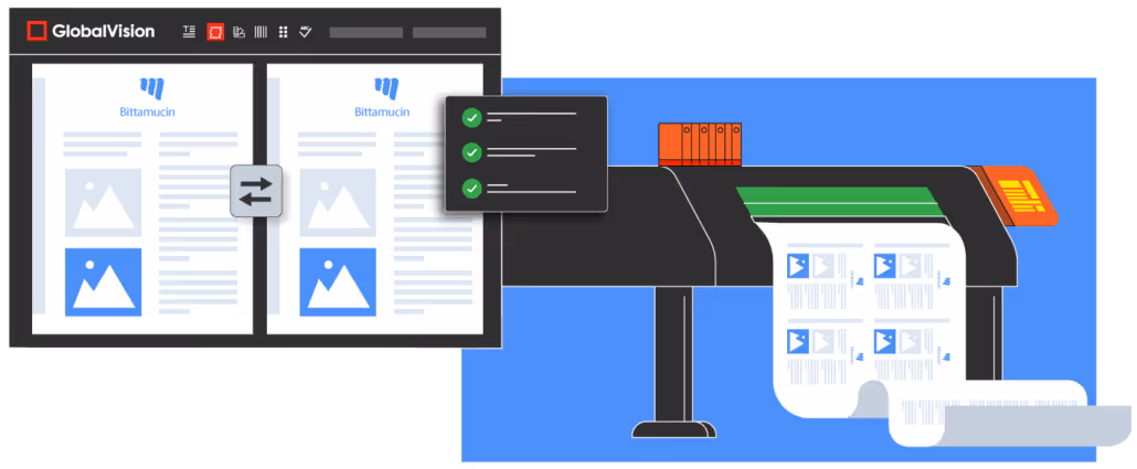 Illustration of print inspection using GV tools