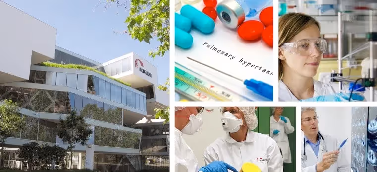 Photo collage, Actelion building and labratory workers