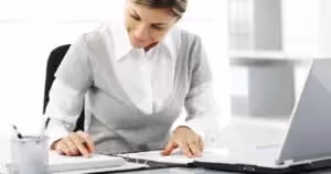 Girl working in her office