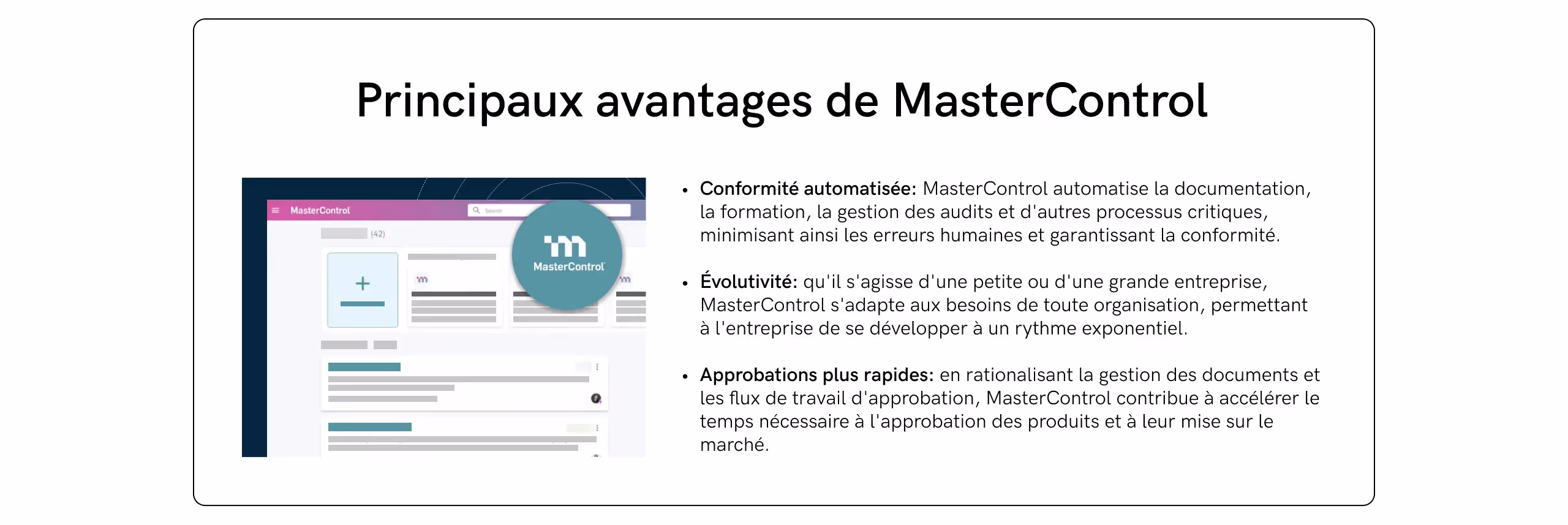 Bannière des avantages du Master Control