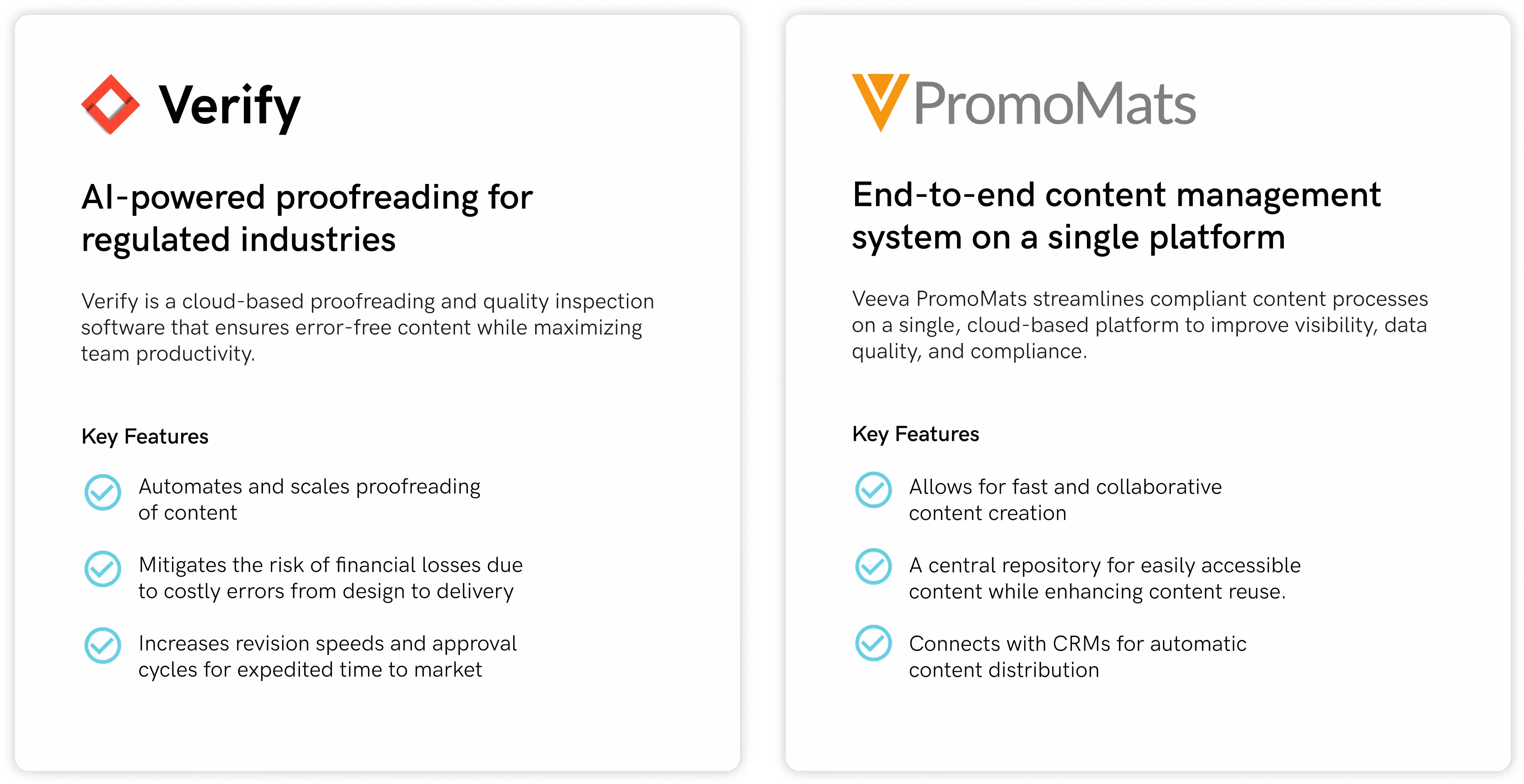 Verify & Veeva PromoMats Key Features