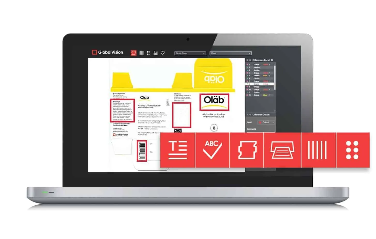 Laptop showing inspection work for product package