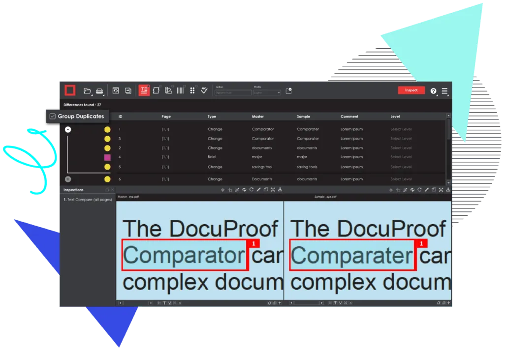 Screenshot of updated text inspection features in GV tools