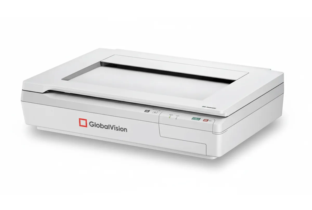 Der Epson DS-50000 A3-Flachbettscanner wird mit offenem Deckel gezeigt, der für das Scannen übergroßer oder empfindlicher Materialien in hoher Qualität optimiert ist.