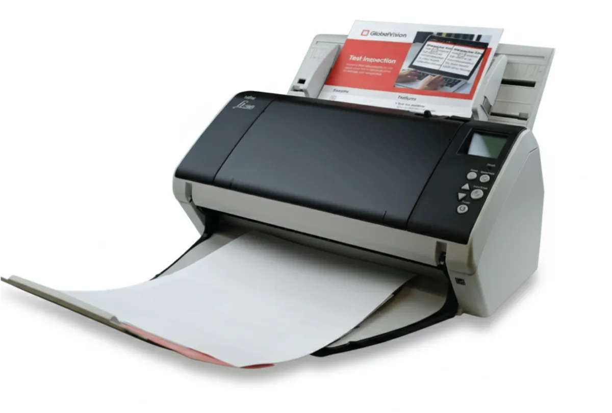 Compact Fujitsu FI-7460 B3 document scanner with ADF tray extended, built for high-speed A3 scanning in professional office environments.