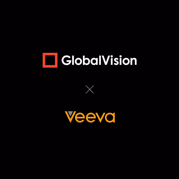 Verify and Veeva logos side by side with a multiplication symbol between them on a black background.
