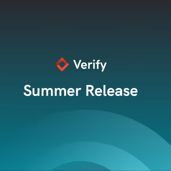 Verify logo above the text 'Summer Release' on a blue-green gradient background with circular shapes.