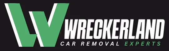 Wreckerland Logo with black background saying Wreckerland car removal experts