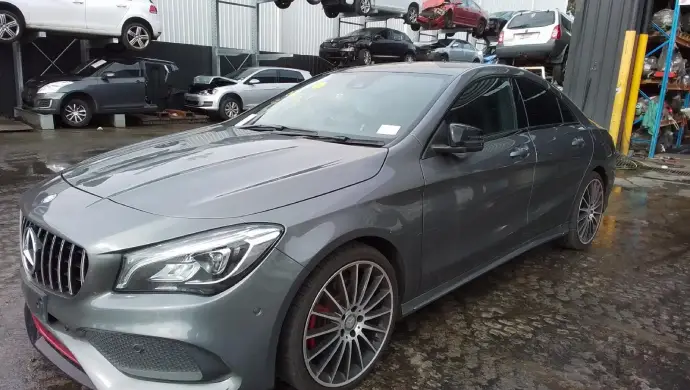 Grey Mercedes-Benz parked in a Melbourne car yard, showing an example of a used car ready for sale.