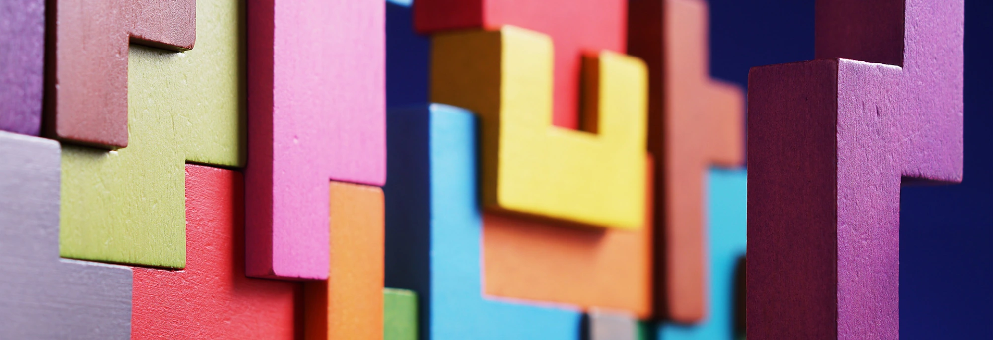 Colourful shapes arranged in a wall