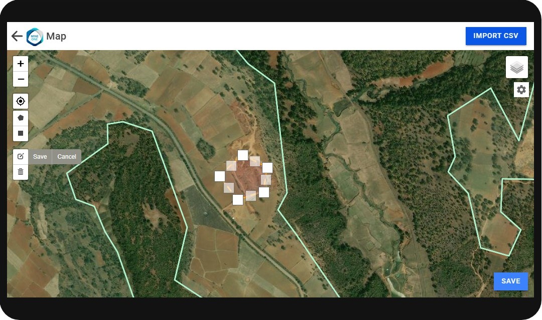 An individual point plotted to form a geofence that facilitates user to update the geofenced area.