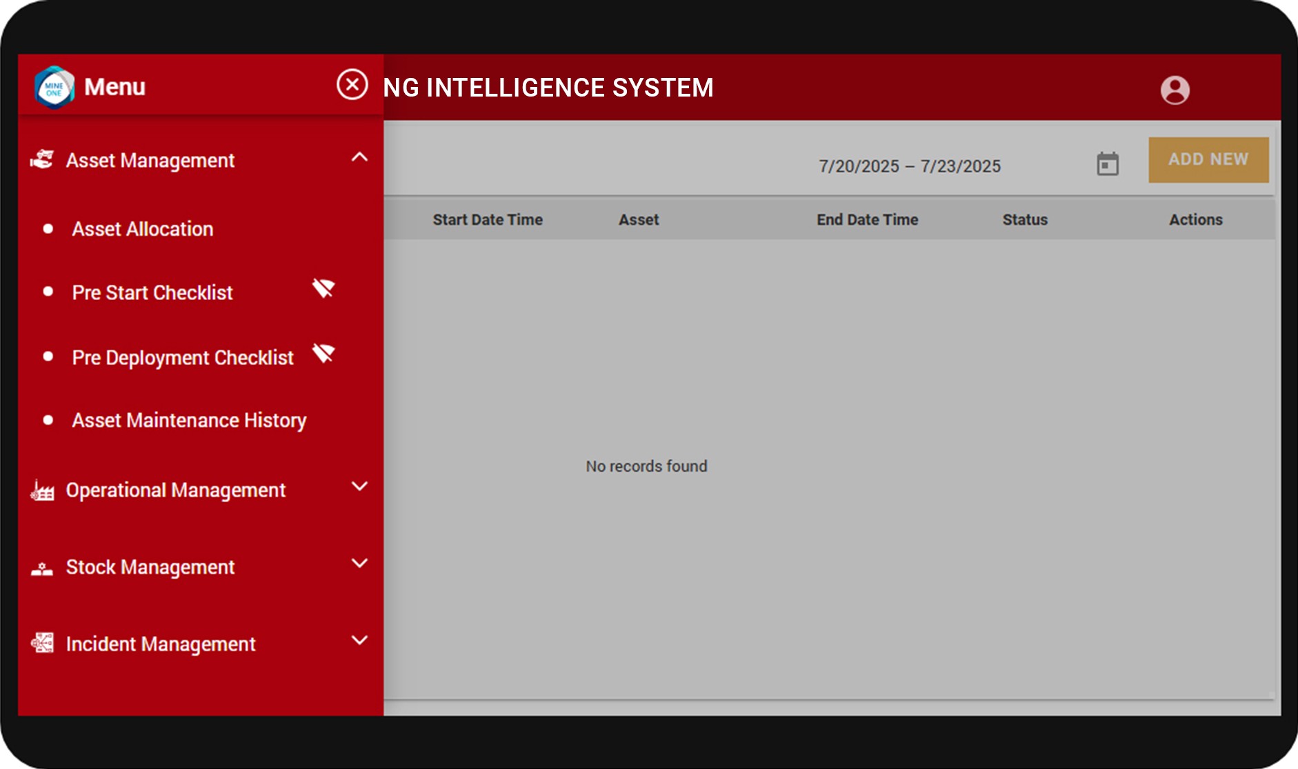 A glimpse of how the IMIS mobile app looks on an industrial tablet.