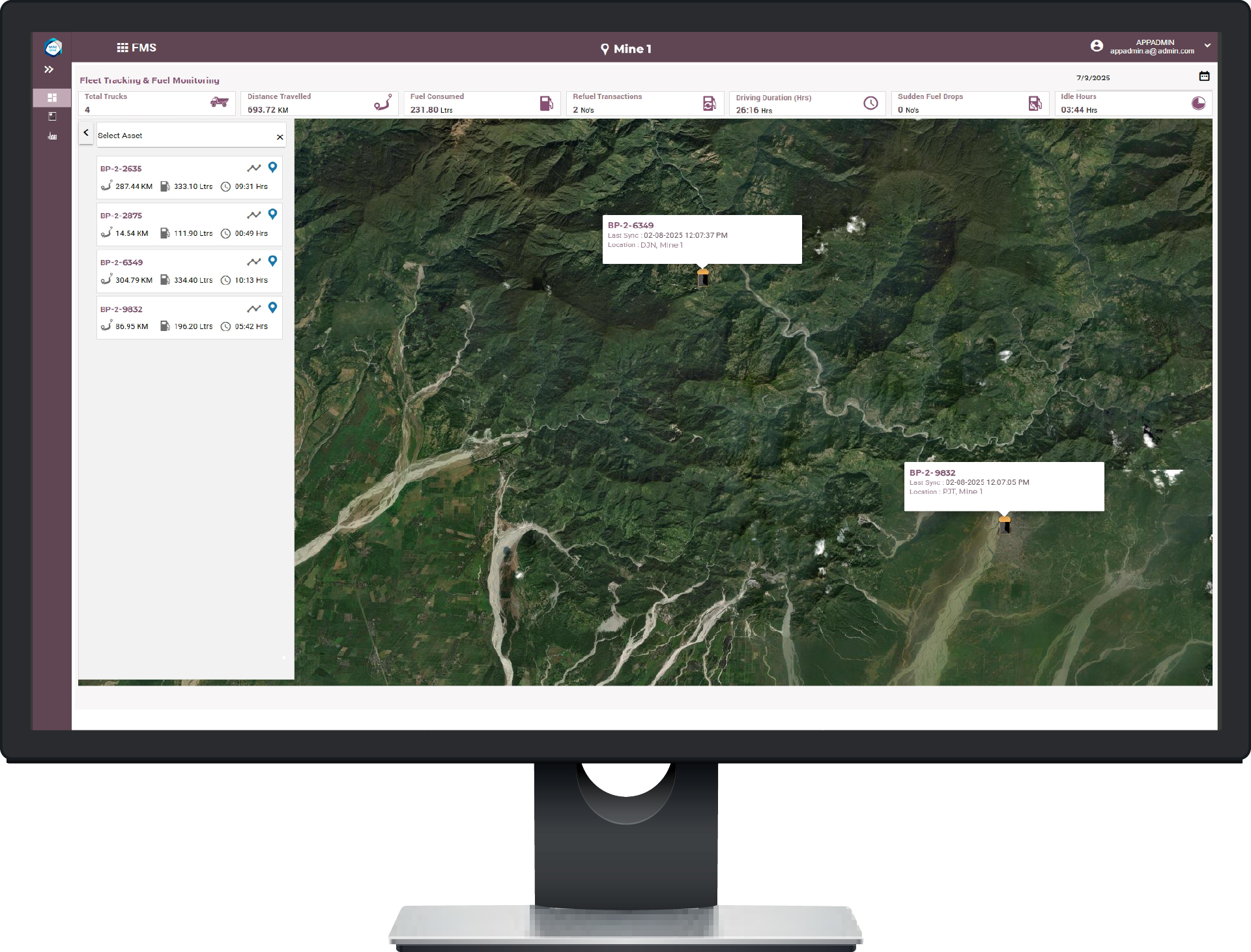 Real-time fleet and fuel metrics visualised on the map-based MineOne™ Fleet Management dashboard for smarter, faster decision-making.