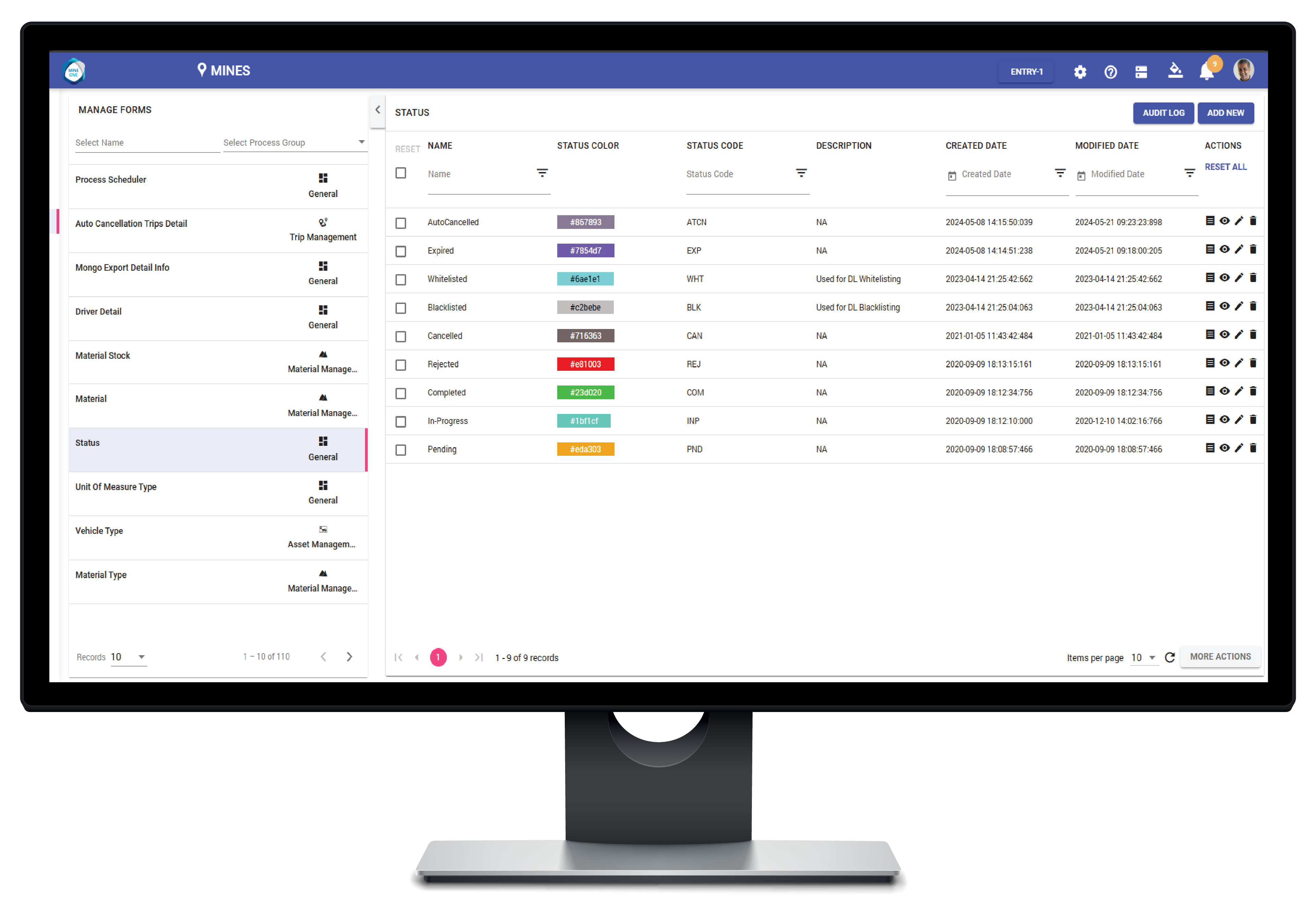 Dashboard of MineOne Sales and Dispatch System showing customisable workflows aligned with policies and standard operating procedures.