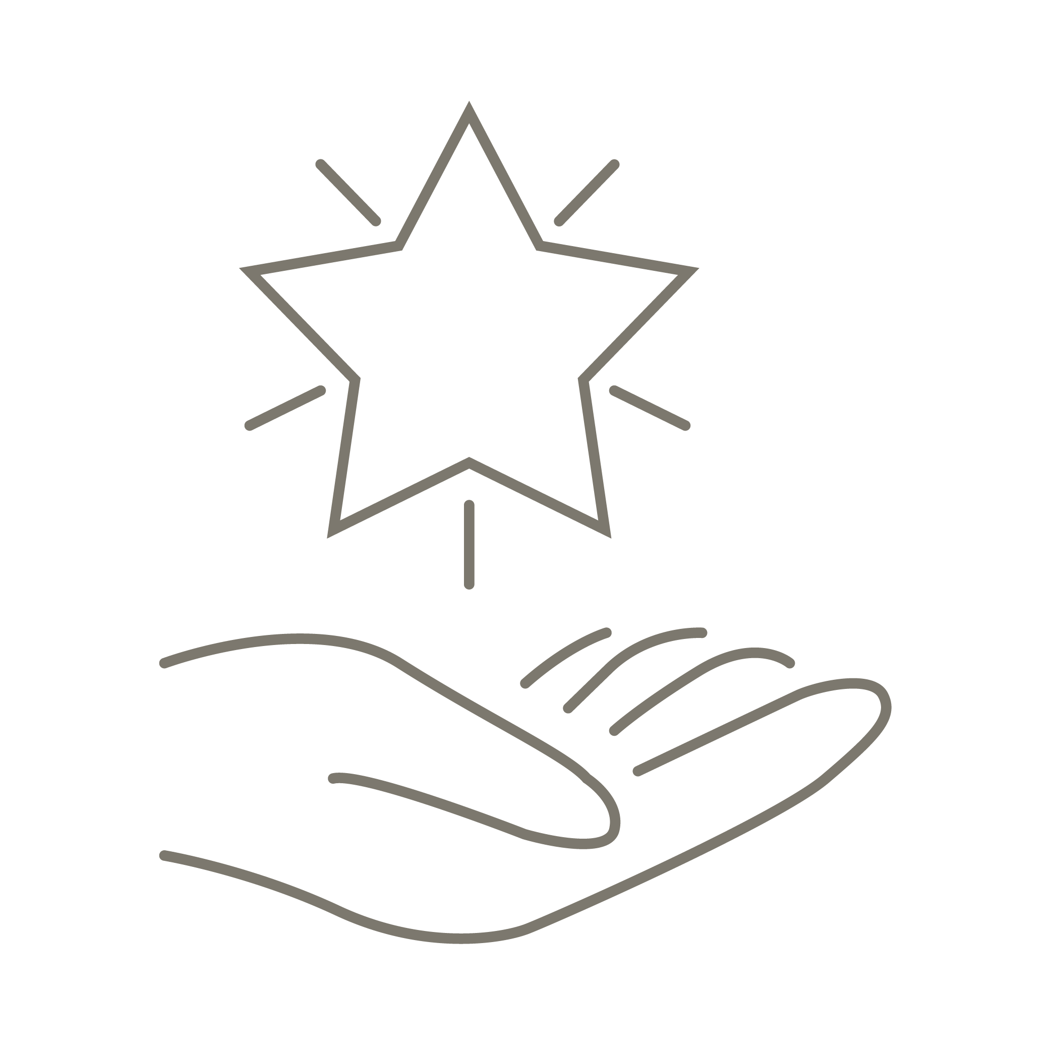 Icon über offener Hand schwebt ein Sterb