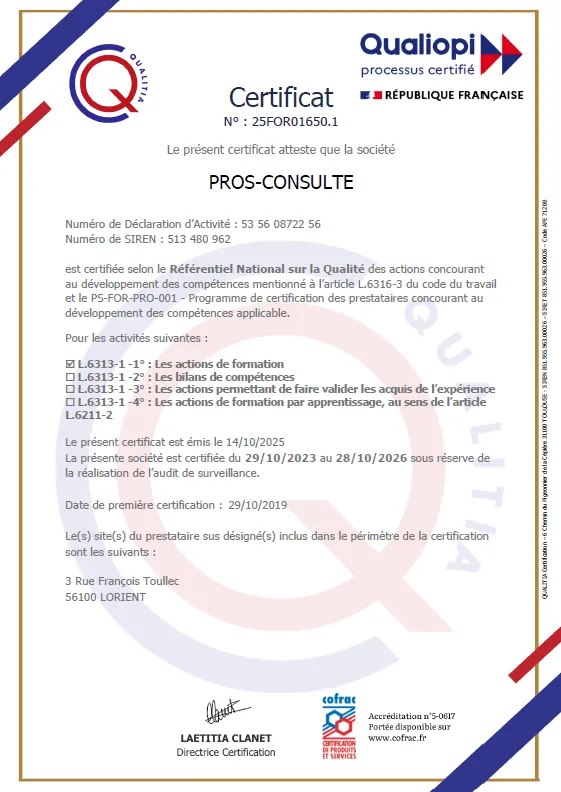 Certification Qualiopi Pros-Consulte